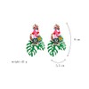 Green Enamel Leaf with Colourful Flowers Statement Earrings