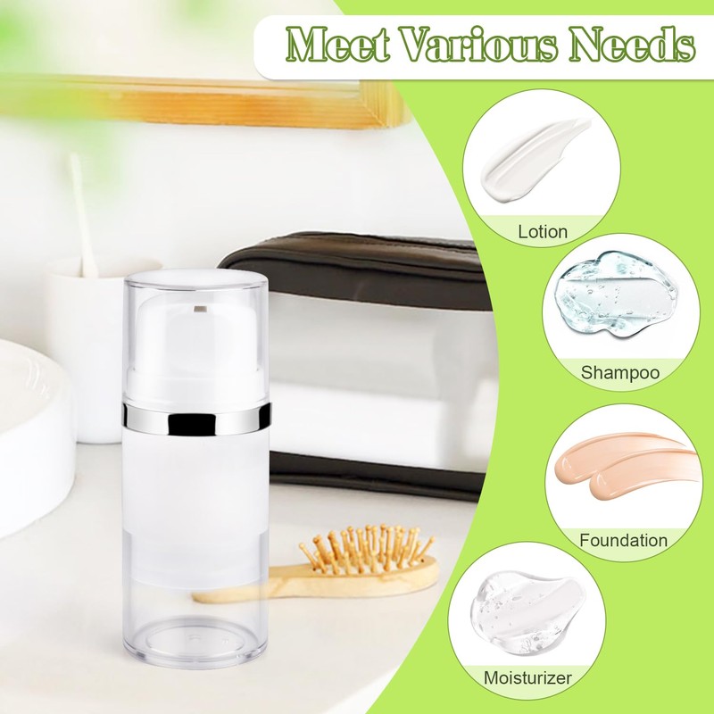 4 Pcs 50ml/1.7oz Airless Pump Jar Refillable Vacuum Pump Dispenser