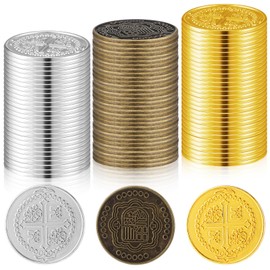 Hanaive 50 Pcs Metal Pirate Coins Spanish Doubloon Replicas Pirate Treasure Metal Tokens Fake Play Coins for Kids Board Games Pirate Party Cosplay (Gold, Silver, Bronze,Classic Style)
