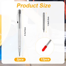 KINBOM 2pcs Tungsten Carbide Scriber, Carbide Scriber Pen with Magnet Scribe Tool with Extra 12 Replacement Red Hat Marking Tip for Glass/Metal Sheet