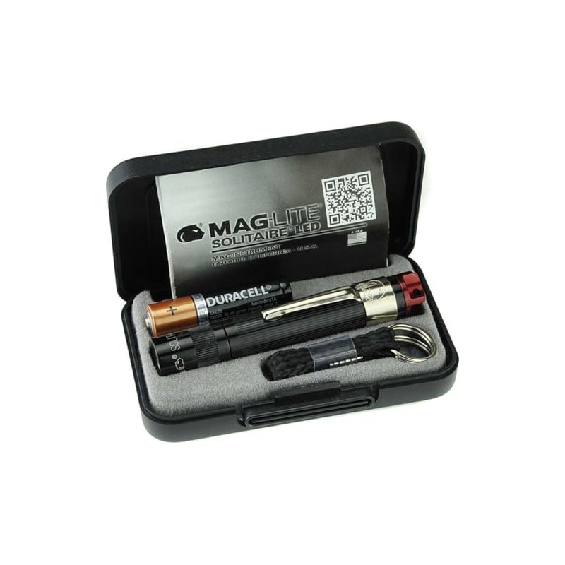 Maglite, Solitaire Spectrum Series LED Flashlight, AAA, Black Body, Red