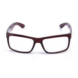 Newbee Fashion - Large Squared Clear Glasses Temple Design Chrome Comforable Fashion Clear Lens