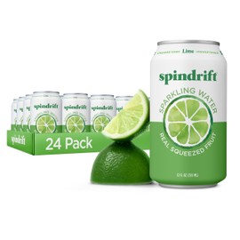 Spindrift Sparkling Water, Lime Flavored, Made with Real Squeezed Fruit, 12 Fl Oz Cans, Pack of 24 (Only 4 Calories per Can)