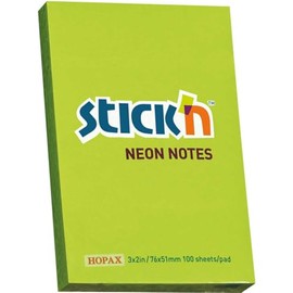 NOTES CUBE PAD STICKN 76X51MM NEON GREEN