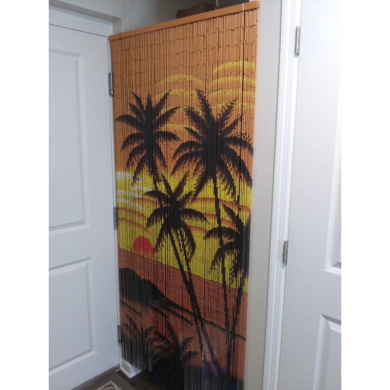 ABeadedCurtain - Tropical Sunset Palm Trees Beaded Curtain 90 Strands