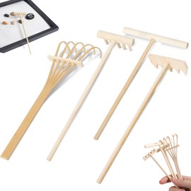 Set of 4 Zen Garden Accessories Mini Zen Garden Tool Wooden Sand Rake Set Zen Garden Miniature Sandpit Small Zen Rake Crafts for Home Office and Table Decoration