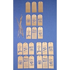 Diamond Press Tag Die Cuts in Kraft cardstock w/Twine 20pc 3 Design Tops YouPick - Flat Top Set of 10 tags w/10 twine