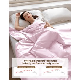 THXSILK Silk Comforter Quilt for Summer, 100% Silk Filling, Silk Duvet, Washable Breathable, Ultra Soft (Twin, Pink)