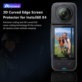 AMAZEAR Insta 360 X4 Screen Protector Film(2 Pack), Insta360 X4 Screen Protector for Insta360 X4 Accessories, Tempered Glass LCD Display Film, Ultra HD, 9H Hardness, Scratch Resistant