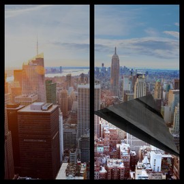 WPCTEV One Way Window Film Tint Daytime Pirivacy Mirror Glass Self-Adhesive Sun Blocking Heat Control Anti Uv DIY for Home Office Black Grey 11.8 Inch x 6.5 Feet