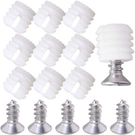 MEETOOT 100pcs Plastic Hinge Dowel Inserts Kit 4x10mm Toothed Machine Thread Opening Plastic Dowel and M4x10 Screws