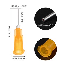 sourcing map Industrial Blunt Tip Dispensing Needle with Luer Lock for Liquid Glue Gun, 25G 1/2", 20 Pcs (Orange)