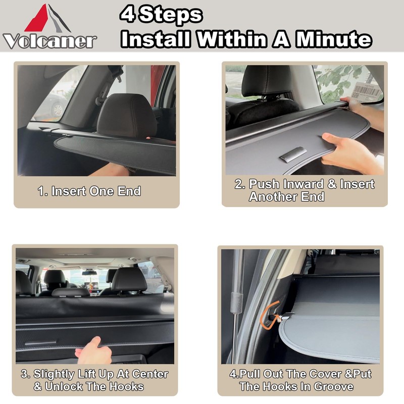 Volcaner Cargo Cover Compatible with VW Volkswagen Tiguan 2024 Accessories