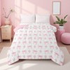 Erosebridal Bow Comforter Set Twin for Girls,Girly Pink Floral Coquette Bedding Set for Kids Dreamy Princess Style Bowknot Bedding,Bow Tie Ribbon Heart Shaped Duvet Insert 2 Pcs with 1 Pillow Case