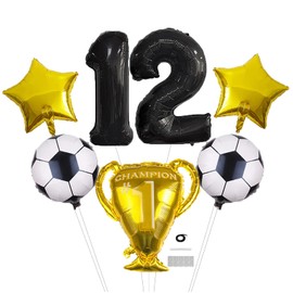 DUXUANT Soccer 12th Birthday Party Balloons Set - Championship Trophy Star Football Balloons for Kids 12th Birthday Baby Shower anniversary Soccer Theme Party Decorations