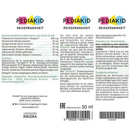 Pediakid PEDIAKID - REISEKRANKHEIT - Nahrungserg?nzungsmittel mit Extrakten aus Ingwer, Mariendistel, Zitrone und Orange - Hilft bei der Vorbeugung und Bek?mpfung von belkeit und Erbrechen - 10 Sticks