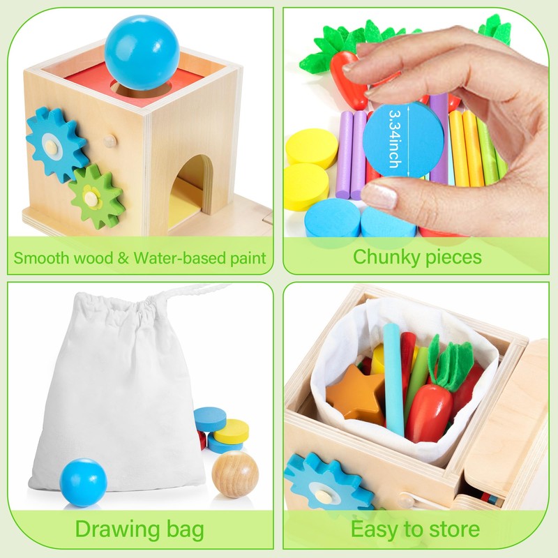 JUSTWOOD Montessori Toys for 1+ Year Old, 8-in-1 Wooden Play