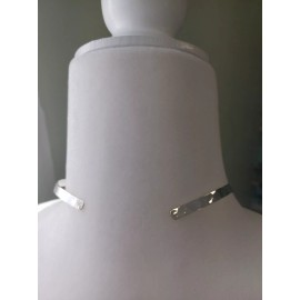 Unbranded Sterling Silver 925-5mm Hammered U/Open Back Choker/Necklac