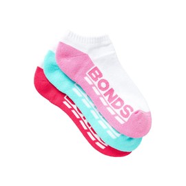 12 Pairs Bonds Kids Socks Girls Low Cut Sports White Pink Aqua Red 9-12 White/Pink/Aqua/Red 12K Ankle Socks