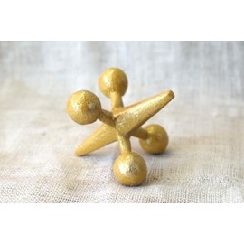 Cast Iron Antique Style Durable Vintage Jack Bookend Jax Doorstop 5 1/2" Wide Book Ends Weight Toy Gold