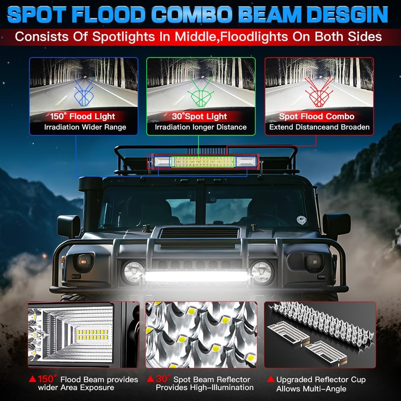 LEDKITO 22Inch LED Light Bar Off Road Driving Work Lights
