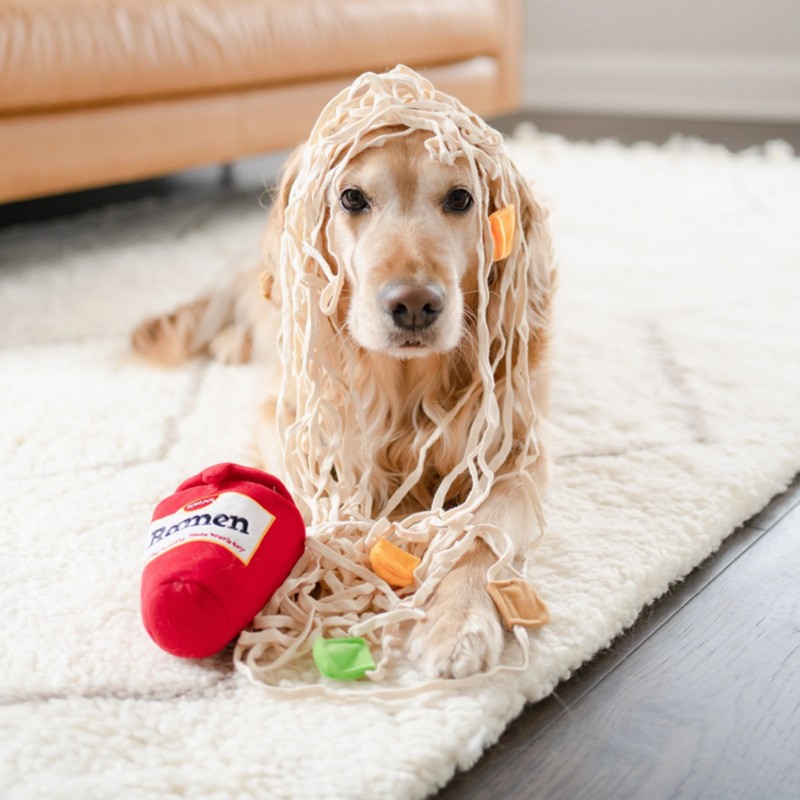 Dog Sniffing Toy Funny Interactive Puzzle Plush Noodle Shape Leaking