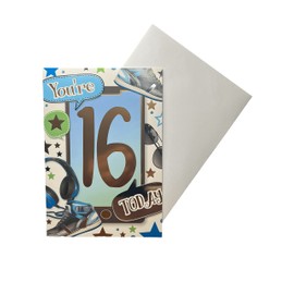 "Express Yourself" Birthday Card for Age 16 Boy - Includes Envelope - Sneakers and Sunglasses Design