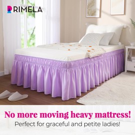 RIMELA - Falda de cama de tamaño individual de 15 pulgadas, falda elástica para base y marco, ropa de cama, fácil de instalar, ligera alrededor de la falda de cama ajustable