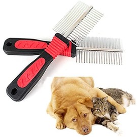 1 Double Sided DOG GROOMING COMB -Fur Grooming Rake, Dog Dematting Tool, Pet Hair Deshedding Tool (DOUBLE DOG Comb)