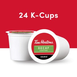 Tim Hortons Decaf, Medium Roast Coffee, Single-Serve K-Cup Pods Compatible with Keurig Brewers, 24ct K-Cups
