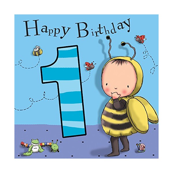 Twizler 1st Birthday Card Boy Bumble Bee - Age 1 Birthday Card – Boys Birthday Card Age 1 – Happy Birthday Card 1 Year Old Boy - Childrens Birthday Cards – Happy Birthday Card Boy – Card Age 1 Boy