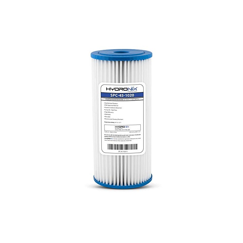 Hydronix SPC-45-1020 Universal Whole House Sediment Pleated Water Filter, Washable
