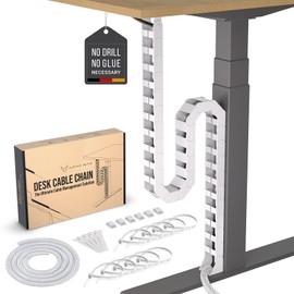 Ultimate Setup Under Desk Cable Management Vertebrae - Perfect for Sit Stand Desk - White, 133 cm