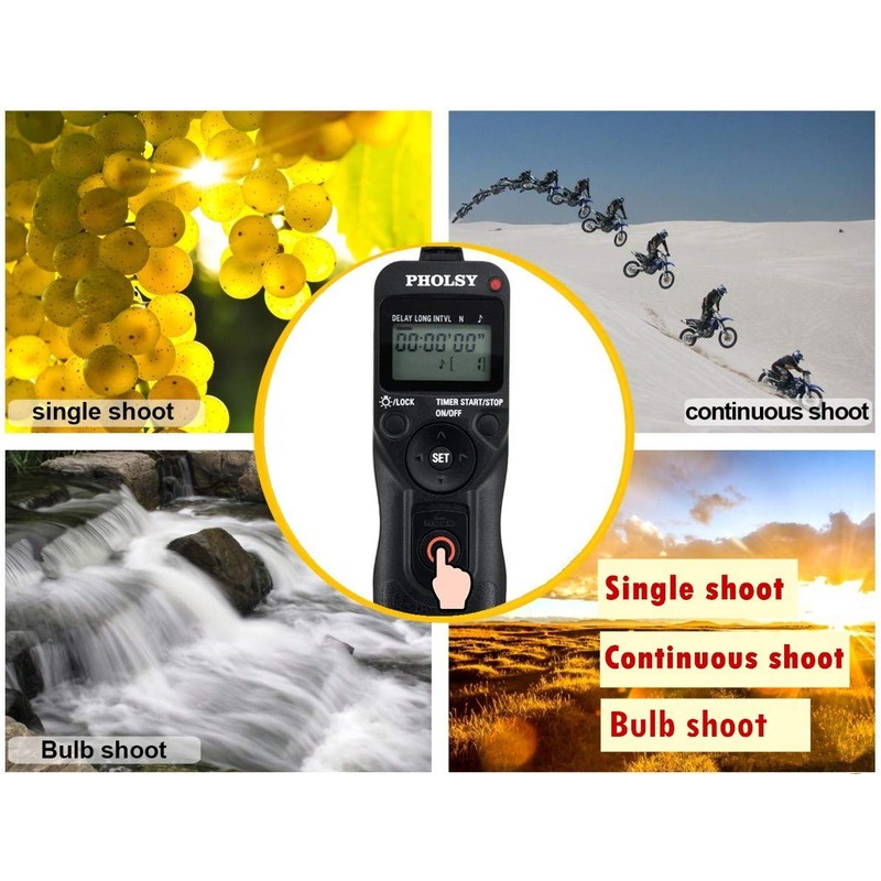 PHOLSY Timer Remote Control Cable with Intervalometer S8 Shutter Remote