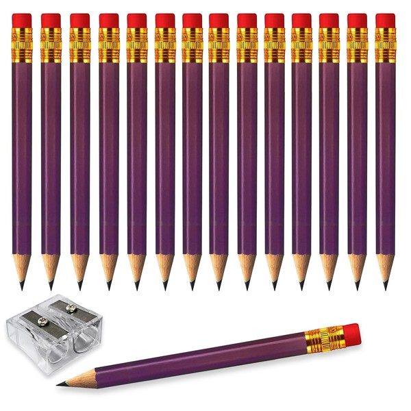 Adhere 25pcs Golf Pencils with eraser Hexagon Wooden Pencils half