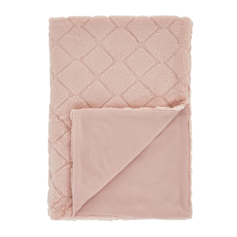 Catherine Lansfield Cosy Diamond 137x170cm Blush Pink