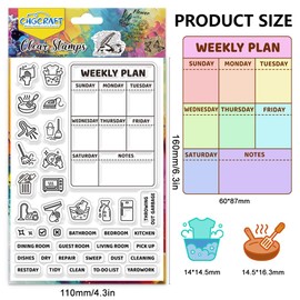 CHGCRAFT Housework Icons Clear Stamps Memos Transparent Stamps Silicone Clear Stamp Seals for DIY Scrapbooking Photo Album Decoration, 4.3x6.3 inch
