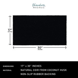 Theodore Magnus Natural Coir Doormat with Non-Slip Backing - 17 x 30 - Outdoor / Indoor - Black - COIR-1730-15-Black