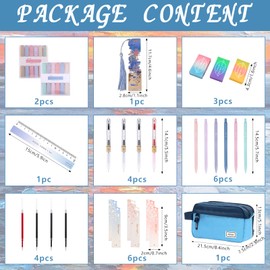 HarnyLoom 38 Pcs Pencil Case for Girls Boys, School Supplies Large Pencil Case with Highlighters Mechanical Pencils Gel Pen Pen Refill Ruler Eraser Bookmark for Back to School Kids Students (Blue)