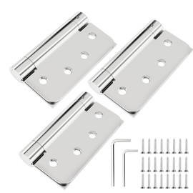 Hinges Self-Closing Door Hinges 4 inch 304 Stainless Steel Hinges 3 Pack Spring Hinge with Square Rounded 5/8" Radius Corner Heavy Duty Hinges with Adjustable Tension Spring Door Hinge