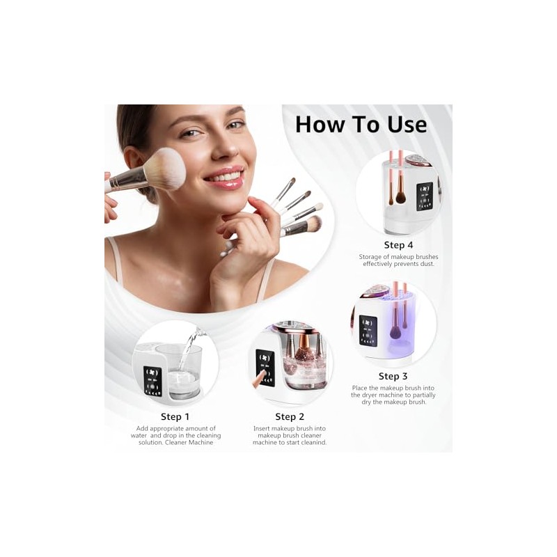 Electric Makeup Brush Cleaner Machine, Portable Cosmetic Brush Washer and