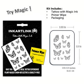 INKARTLINK Semi Permanent Tattoo, realistic butterfly temporary tattoo, suitable for sweet girls, waterproof and non-reflective, exquisite packaging, unique design (Butterfly 1)
