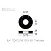 (100 Pack) Heavy Duty Nylon Reinforced Neoprene Washers 3/4" OD