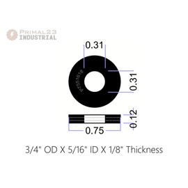(100 Pack) Heavy Duty Nylon Reinforced Neoprene Washers 3/4" OD X 5/16" ID X 1/8" Thickness