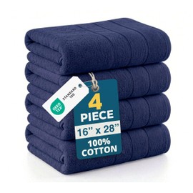 Casa Platino Hand Towels for Bathroom - 4 Pack (16"x28") - 100% Cotton Hand & Face Towels - Durable, Lightweight & Quick Dry - Affordable Bathroom Hand Towel, Everyday Essential for Dorm Rooms - Navy
