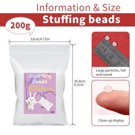 FTEVEN 200g / 7.05oz Toy Stuffing Beads, Premium Plastic Weight Stuffed Beads, Polyethylene Filler Beads, Plastic Transparent Stuffing Beads for Filling Bean Bags, Animal Toys, DIY Crafts