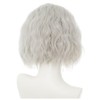 Siudus Mens Short Silver Curly Wig Natural Middle Part Cosplay