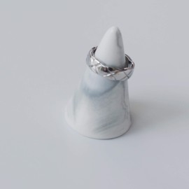 Shapes Studio Gold Ring - 18k Gold Rings for Women, Crush Wide Band Gold Ring, Stacking Rings, Gold Wedding Band Minimalist Style (Silver Mid, 8)