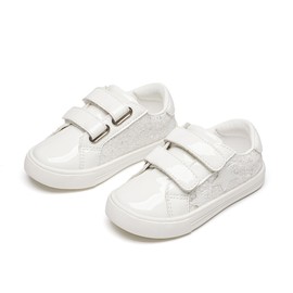 GINFIVE Toddler Little Girls Sneakers Girls Glitter Sneakers Slip On White Shoes Toddler 11