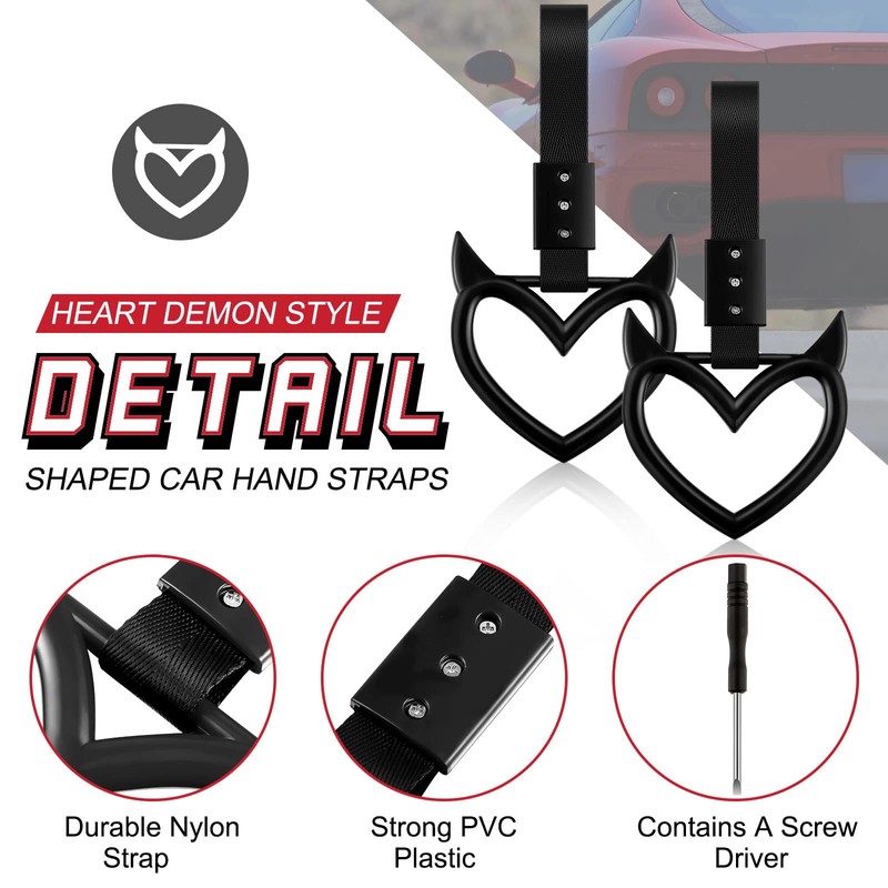 Fabbay 2 Pieces Heart Handle Ring Bumper Warning Car Accessory